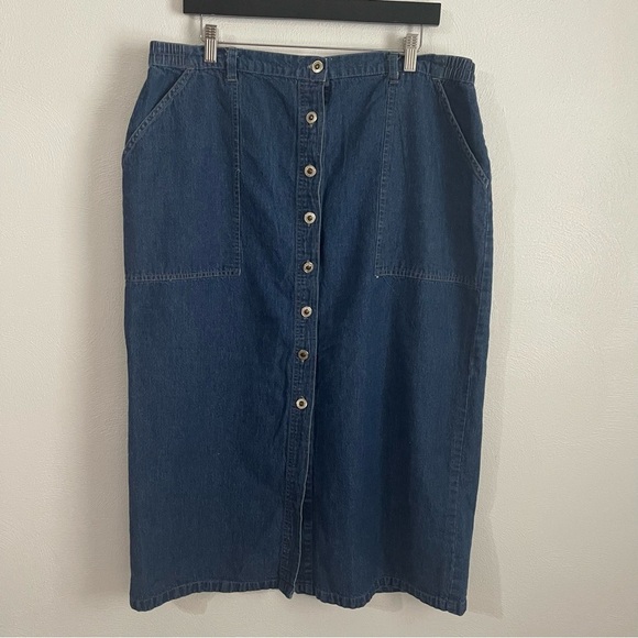 Denim Button-Front Skirt vintage premium - Picture 1 of 6
